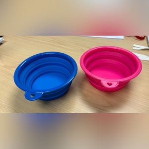 2 pink Dog Bowls